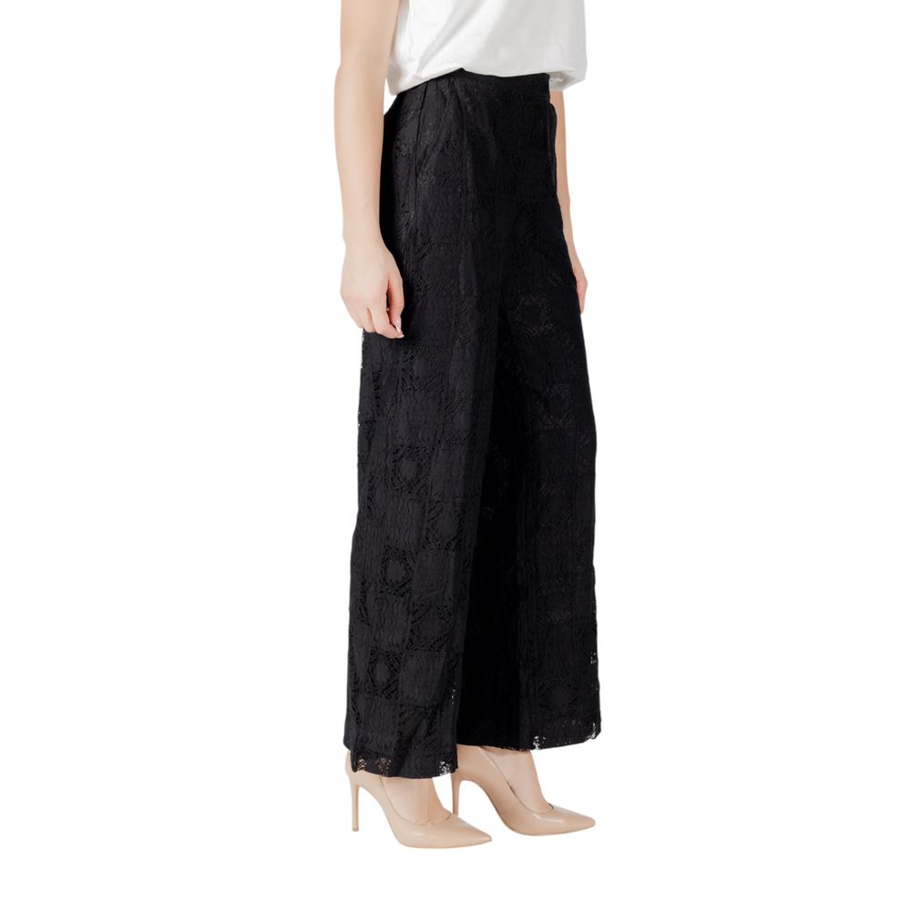 Vila Clothes Women's Wide Cotton & Nylon Trousers - Black