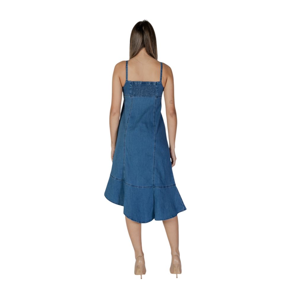 Desigual Women's Long Stretch Polyester Cotton Dress - Blue