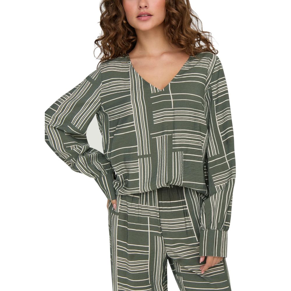 Jacqueline De Yong Women's Long-Sleeve Nylon & Viscose Shirt - Green