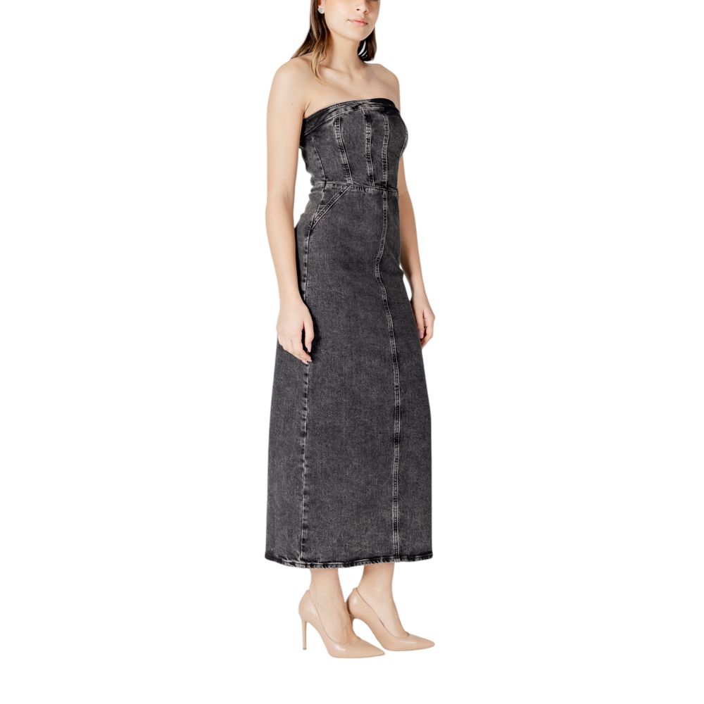 ICHI Women's Midi Stretch Cotton Dress - Black