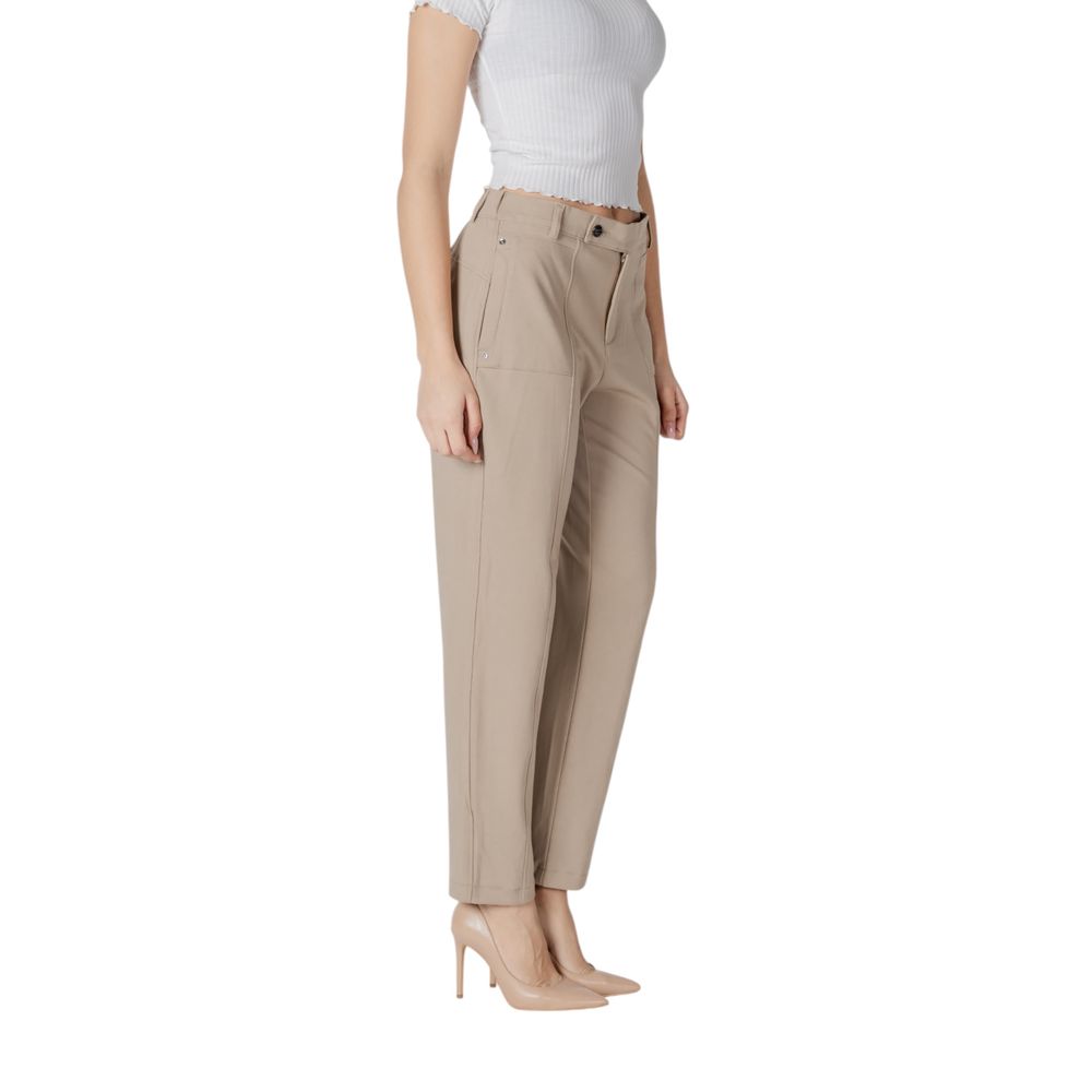 Street One Women's Tapered-Leg Regular-Fit Stretch Polyamide & Viscose Trousers - Beige
