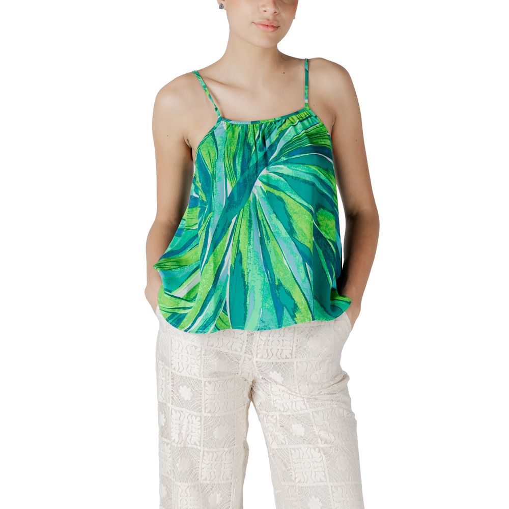 Only Women's Lightweight Viscose Tank Top - Green Floral