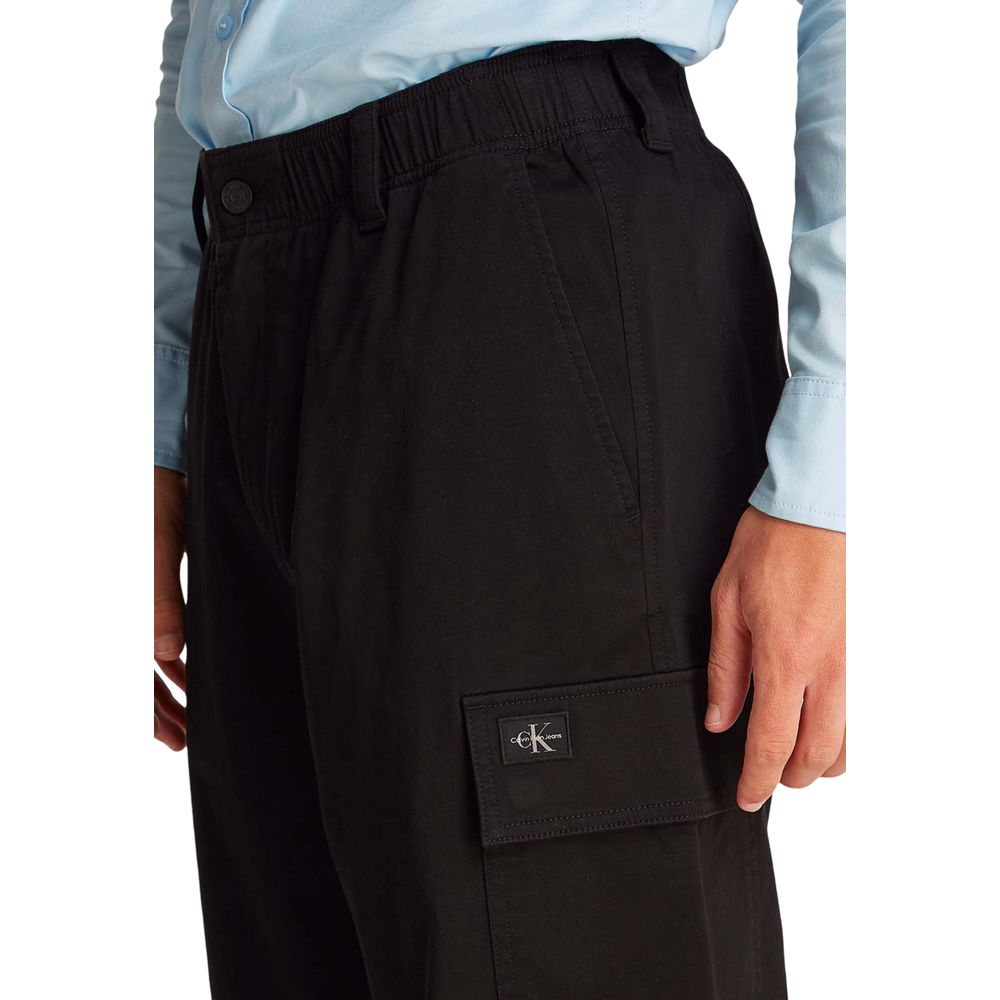 Calvin Klein Jeans Men's Straight-Leg Regular-Fit Stretch Cotton Cargo Pants - Black