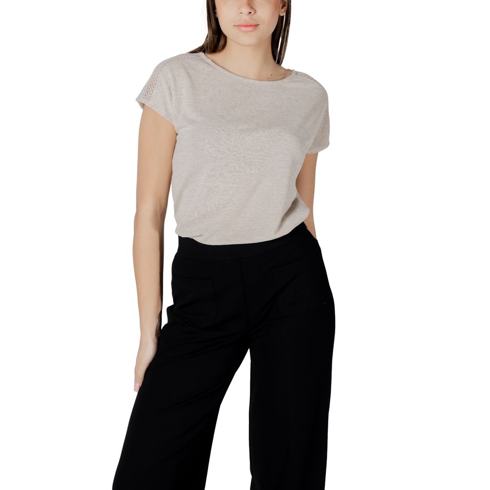 Street One Women's Lightweight Polyester & Viscose T-Shirt - Beige