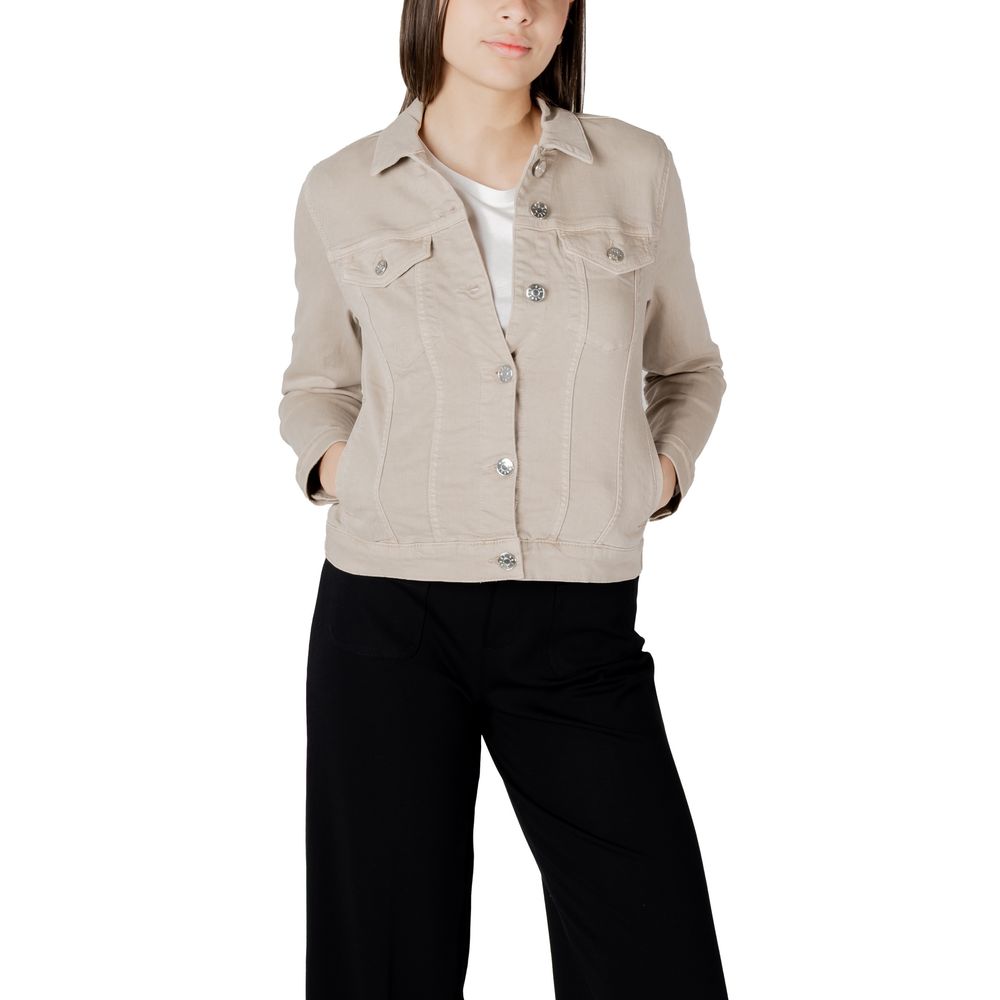 Street One Women's Crop-Top Stretch Denim Cotton Jacket - Beige