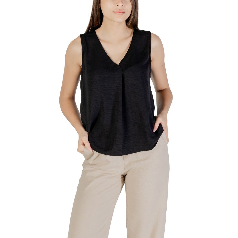 Only Women's V-Neck Polyester Tank Top - Black