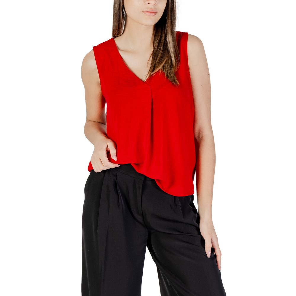 Only Women's V-Neck Polyester Tank Top - Red