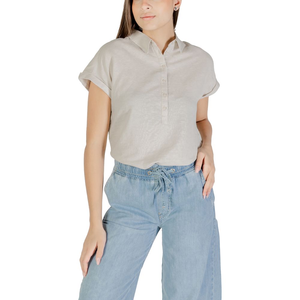 Street One Women's Lightweight Short-Sleeve Linen & Cotton Shirt - Bicolour