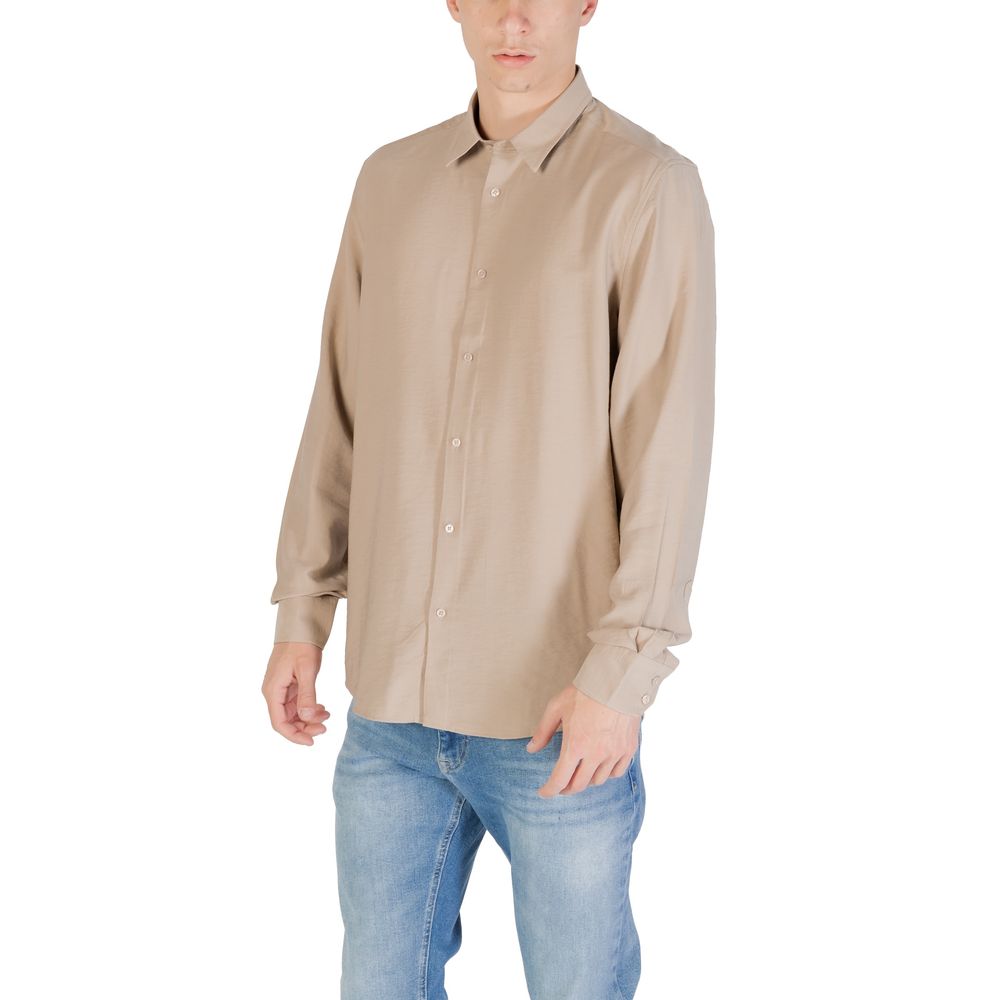 Dress Shirt by Antony Morato for men in polyamide viscose beige, featuring a nuanced and nuanced for a sophisticated finish.