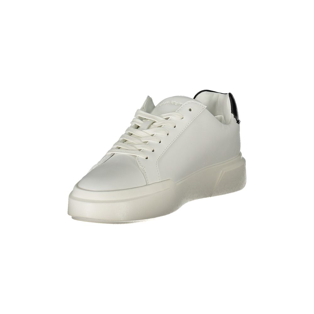Athletic Sneakers by Calvin Klein for women in faux leather & canvas black & white presents a sleek silhouette, perfectly capturing the athletic style essence of Women's Athletic Faux Leather & Canvas Sneakers with its sleek design and premium finish.