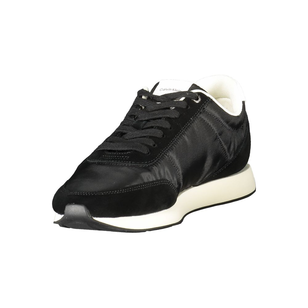 Athletic Sneakers by Calvin Klein for men in polyester polyethylene leather black & white presents a sleek silhouette, perfectly capturing the athletic style essence of Men's Athletic Polyester Polyethylene Leather Sneakers with its sleek design and premium finish.
