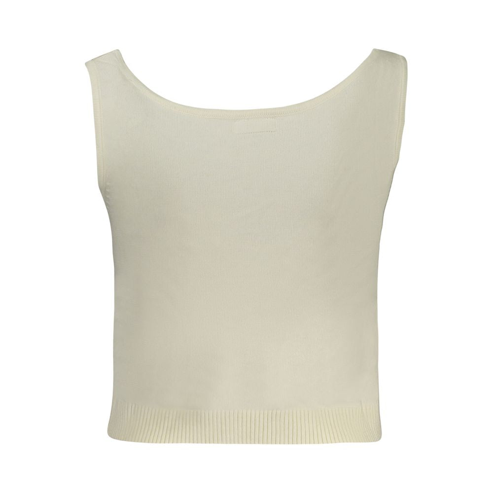 Tank Top by Guess Jeans for women in polyester white showcases a perennial silhouette, artfully detailed with a design and a perennial .