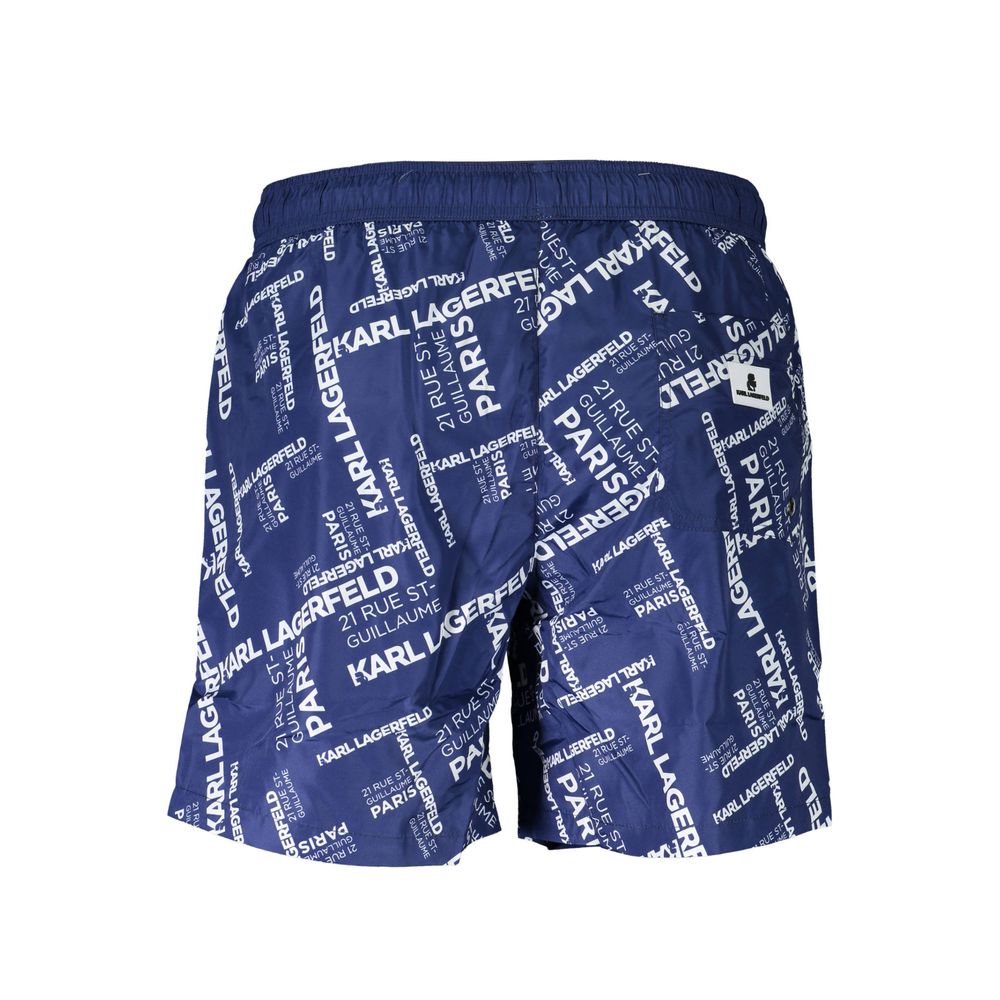 Swim Shorts by Karl Lagerfeld for men in polyester blue presents a sculptural silhouette, showcasing the sculptural Men's Polyester Swim Shorts design with a refined cut for a premium, sophisticated look.