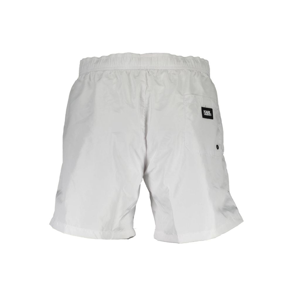 Swimwear by Karl Lagerfeld for men in polyester white presents a magnificent silhouette, artfully capturing the essence of the Men's Polyester Swimwear with its magnificent cut and sophisticated design.