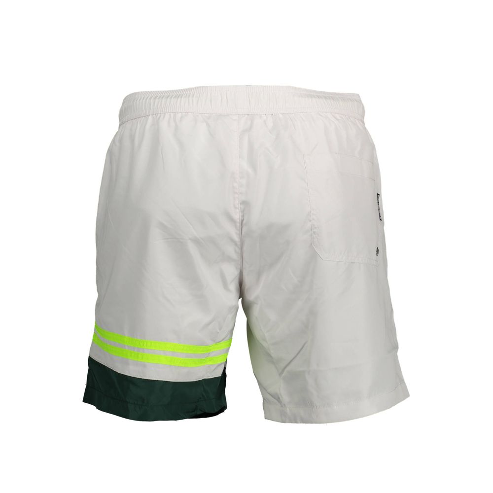 Swim Shorts by Karl Lagerfeld for men in polyester white & print presents a sculptural silhouette, showcasing the sculptural Men's Polyester Swim Shorts design with a refined cut for a premium, sophisticated look.