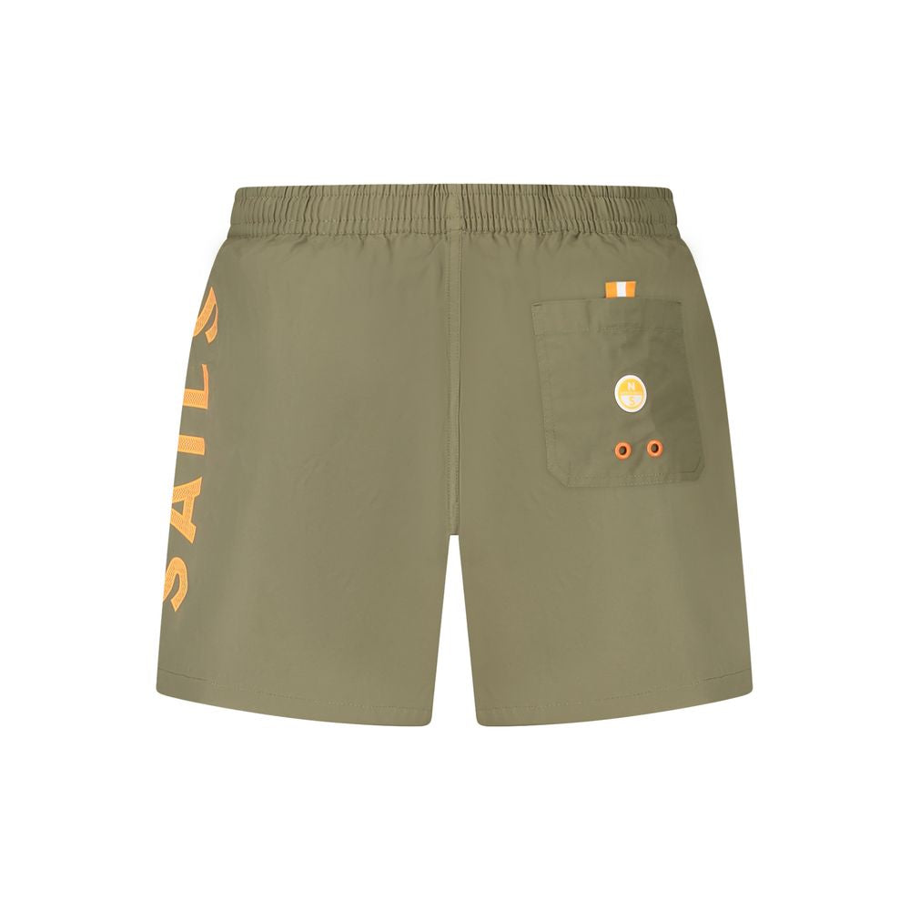 Swim Shorts by North Sails for men in nylon & polyester green & striped presents a sculptural silhouette, showcasing the sculptural Men's Nylon & Polyester Swim Shorts design with a refined cut for a premium, sophisticated look.