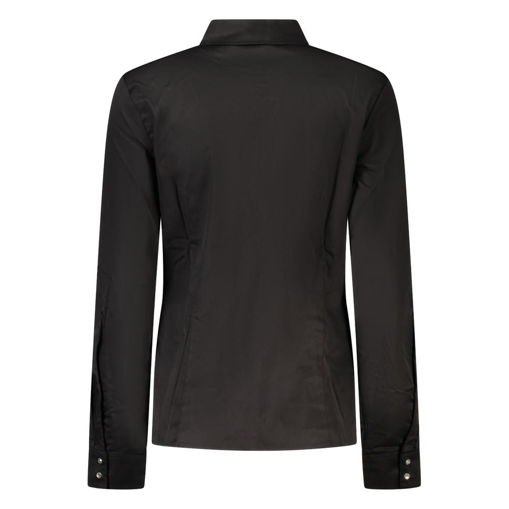 Dress Shirt by Guess Jeans for women in stretch cotton black showcases a sharp silhouette, elegantly detailed with a sharp and sharp .