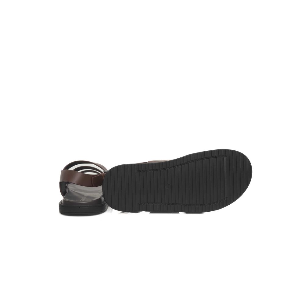 Flat Sandals by Cerruti 1881 for men in cowhide leather brown features an statuesque Men's Cowhide Leather Flat Sandals silhouette with a refined flat and elegant .