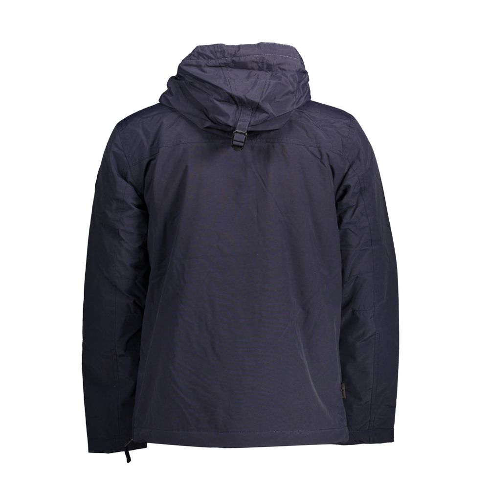 Napapijri Men's Polyamide Felt Hooded Windbreaker Jacket - Blue