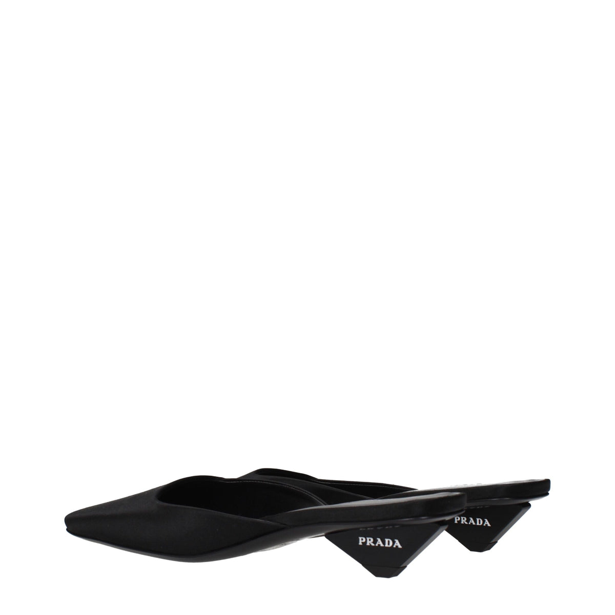 Flat Sandals by Prada for women in satin black presents a sculptural silhouette, showcasing the Women's Satin Flat Sandals design with a sculptural flat and for a premium look.