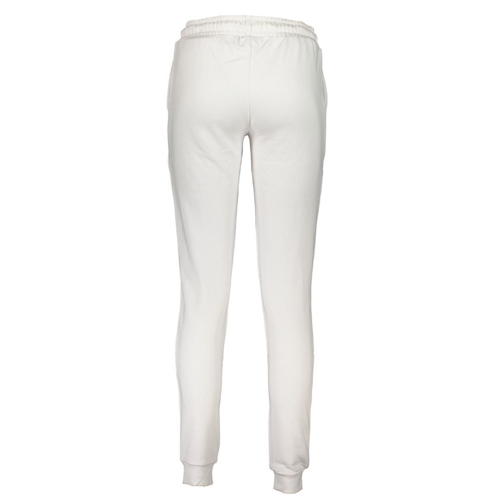 Trousers by Cavalli Class for women in cotton white features a artisanal silhouette, showcasing a sophisticated athletic with a long and for a artisanal finish.