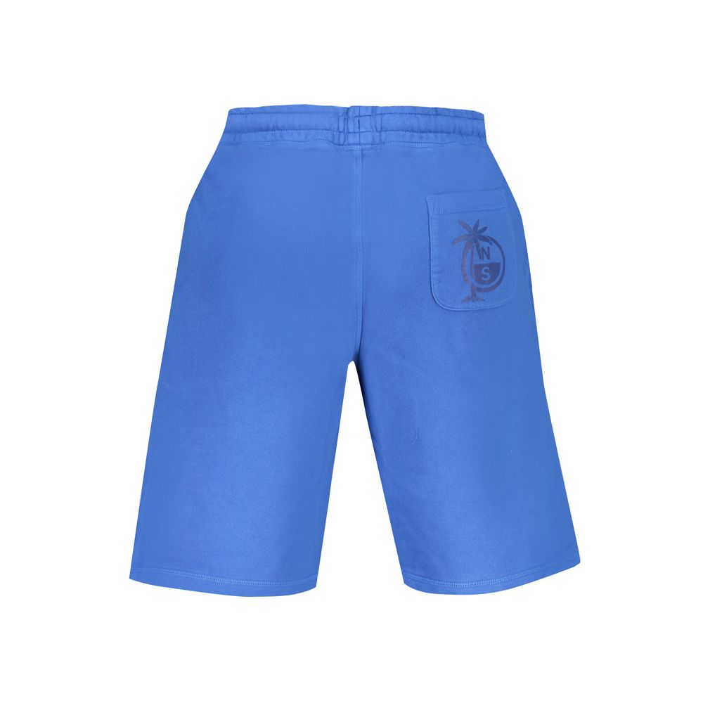 Activewear Shorts by North Sails for men in cotton blue & print features an sporty with adjustable-waistband, presenting a short and designed for a sporty look.
