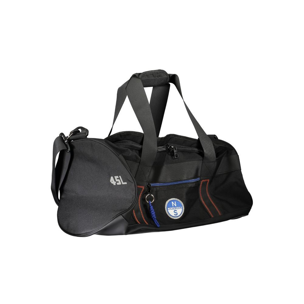 Travel Handbag by North Sails for unisex in polyester black features an refined silhouette, showcasing a secure zipper, ample external-pockets & internal-pockets, and versatile shoulder-strap, handle & adjustable-strap for a sophisticated refined aesthetic.