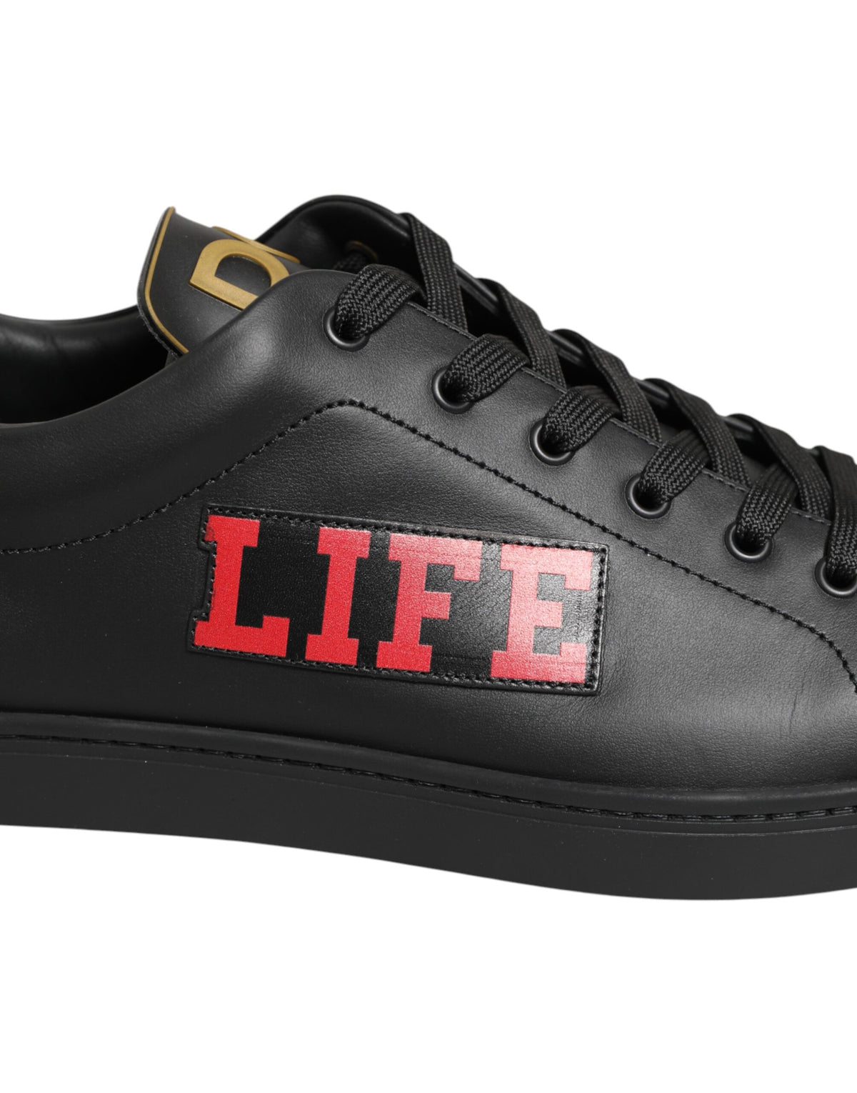 Dolce & Gabbana Men's Low Top Calf & Goat Leather Rubber Sneakers - Black