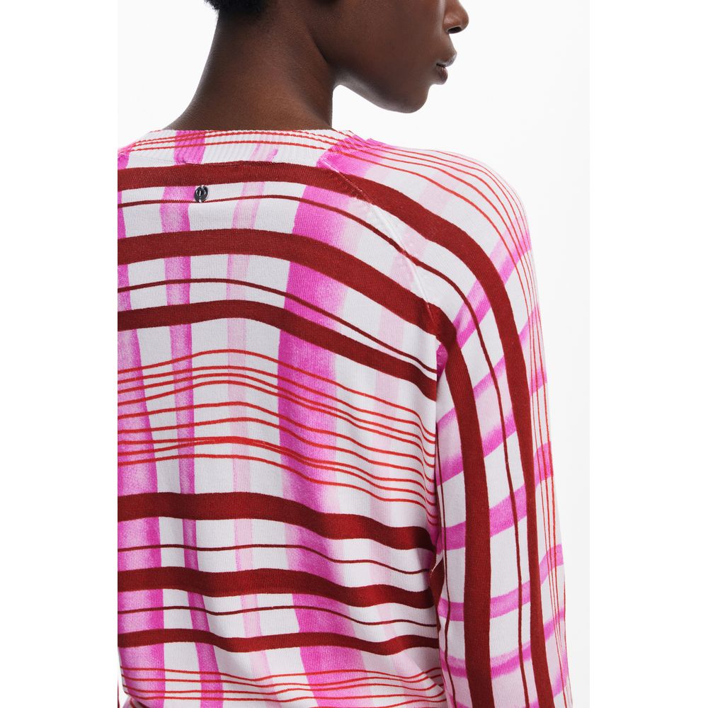 Sweatshirt by Desigual for women in viscose & polyamide pink, print & striped features an provocated silhouette, detailed with a provocated and a refined for a sophisticated aesthetic.
