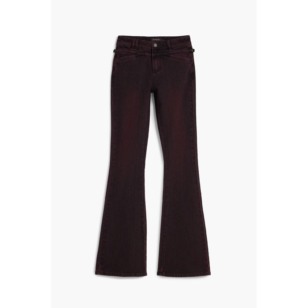 Jeans by Desigual for women in stretch denim cotton purple & signature features a polished silhouette with a polished flared, reaching a polished long and finished with a polished .
