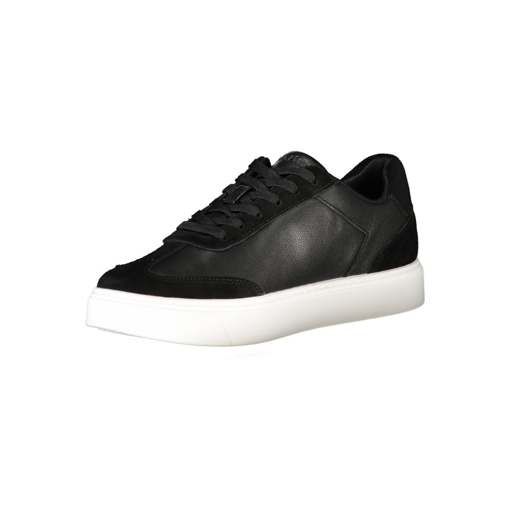 Calvin Klein Men's Athletic Polyester Polyethylene Leather Sneakers - Black