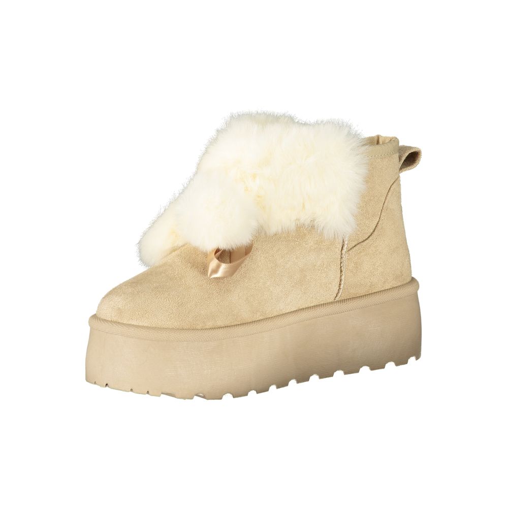 Wedge Ankle Boots by Laura Biagiotti for women in polyester polyethylene fur beige features an effortless chic silhouette from the Women's Polyester Polyethylene Fur Wedge Ankle Boots collection, showcasing a effortless chic wedge and refined for an effortless chic look.