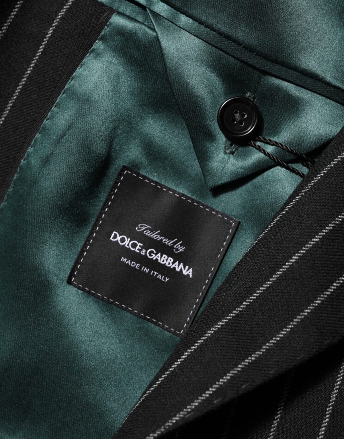 Dolce & Gabbana Men's Polyester Silk & Wool Blazer - Black Striped