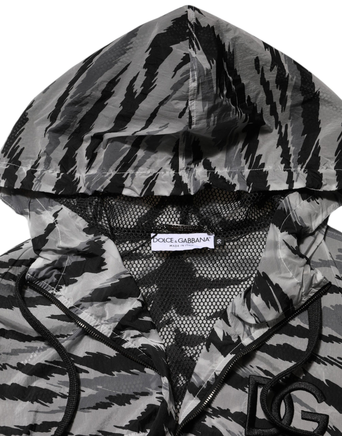 Dolce & Gabbana Men's Relaxed Fit Regular Polyamide Sweatshirt Hoodie - Gray Camouflage Print