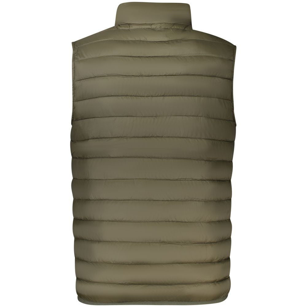Vest by Cavalli Class for men in polyester green showcases a dynamic silhouette, perfectly balancing pockets with a dynamic for a sophisticated, high-fashion look.