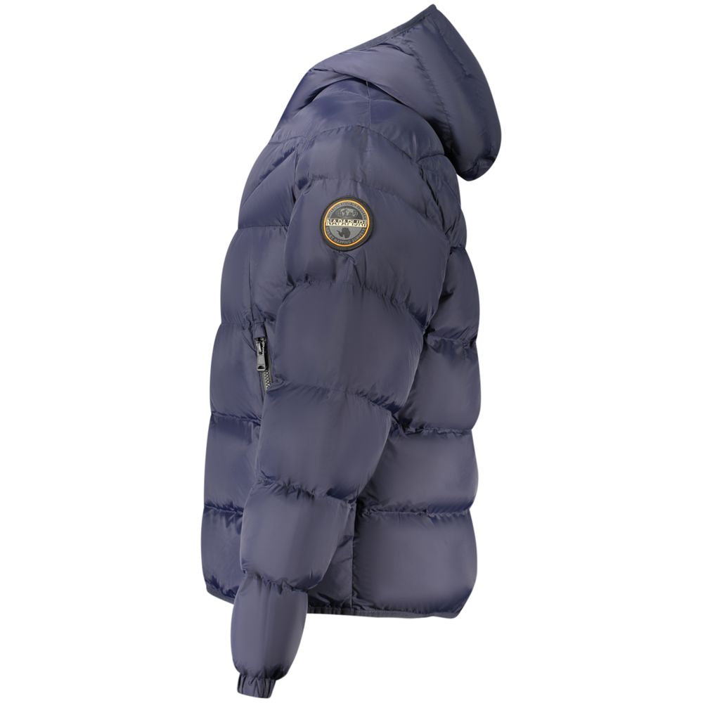 Hooded Overcoat by Napapijri for men in polyamide blue presents a luxurious silhouette, showcasing a luxurious and sophisticated pockets & hooded for a premium, luxurious look.