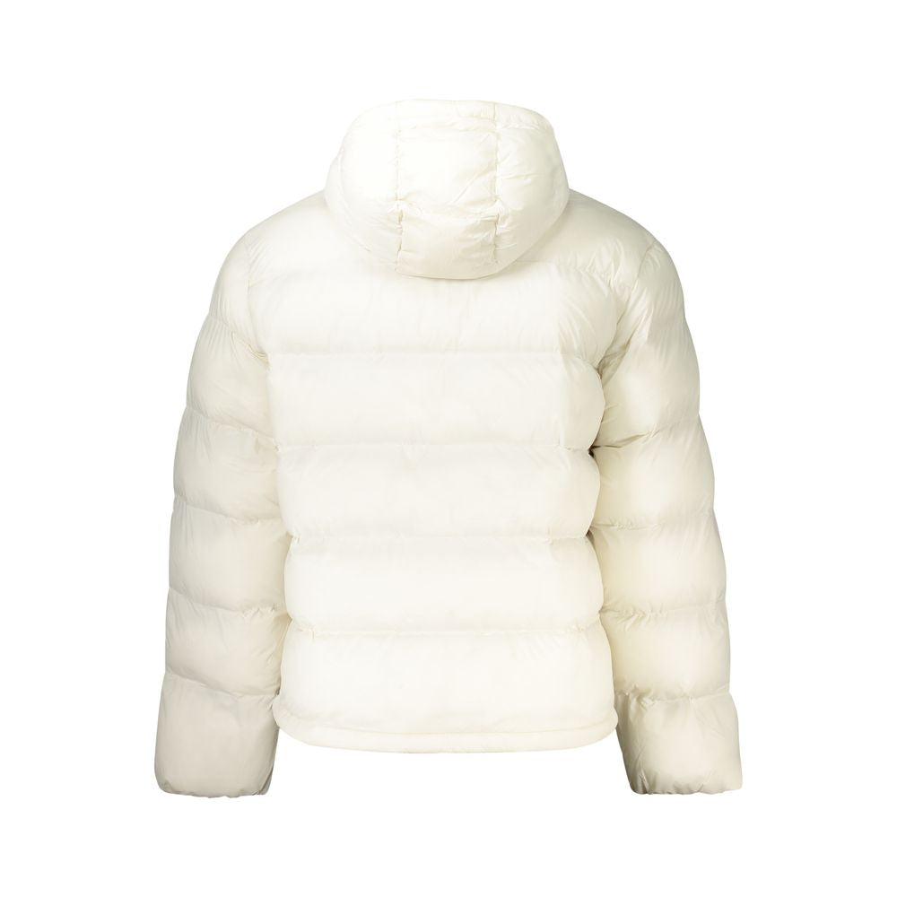 Hooded Overcoat by Calvin Klein for men in polyamide white showcases a architectural silhouette, artfully detailed with a distinctive and functional pockets & hooded for a architectural finish.