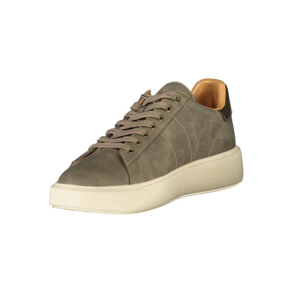 Sneakers by Blauer for men in polyester & polyethylene gray & signature presents a sumptuous silhouette, artfully capturing the essence of the Essence Men's Athletic Polyester & Polyethylene Sneakers with its sumptuous athletic style design.