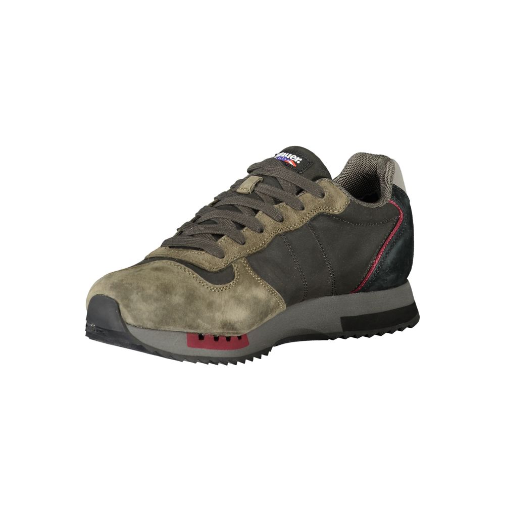 Blauer Men's Athletic Polyester Polyethylene Leather Sneakers - Black