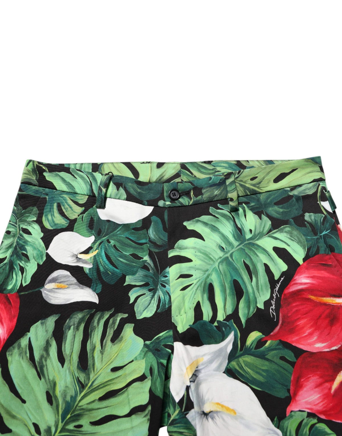Dolce & Gabbana Men's Tapered Leg Regular Fit Stretch Cotton Chinos Pants - Multicolor Floral Print
