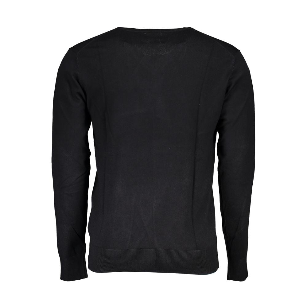Gianmarco Venturi Essence Men's V Neck Polyamide Viscose Sweatshirt - Black