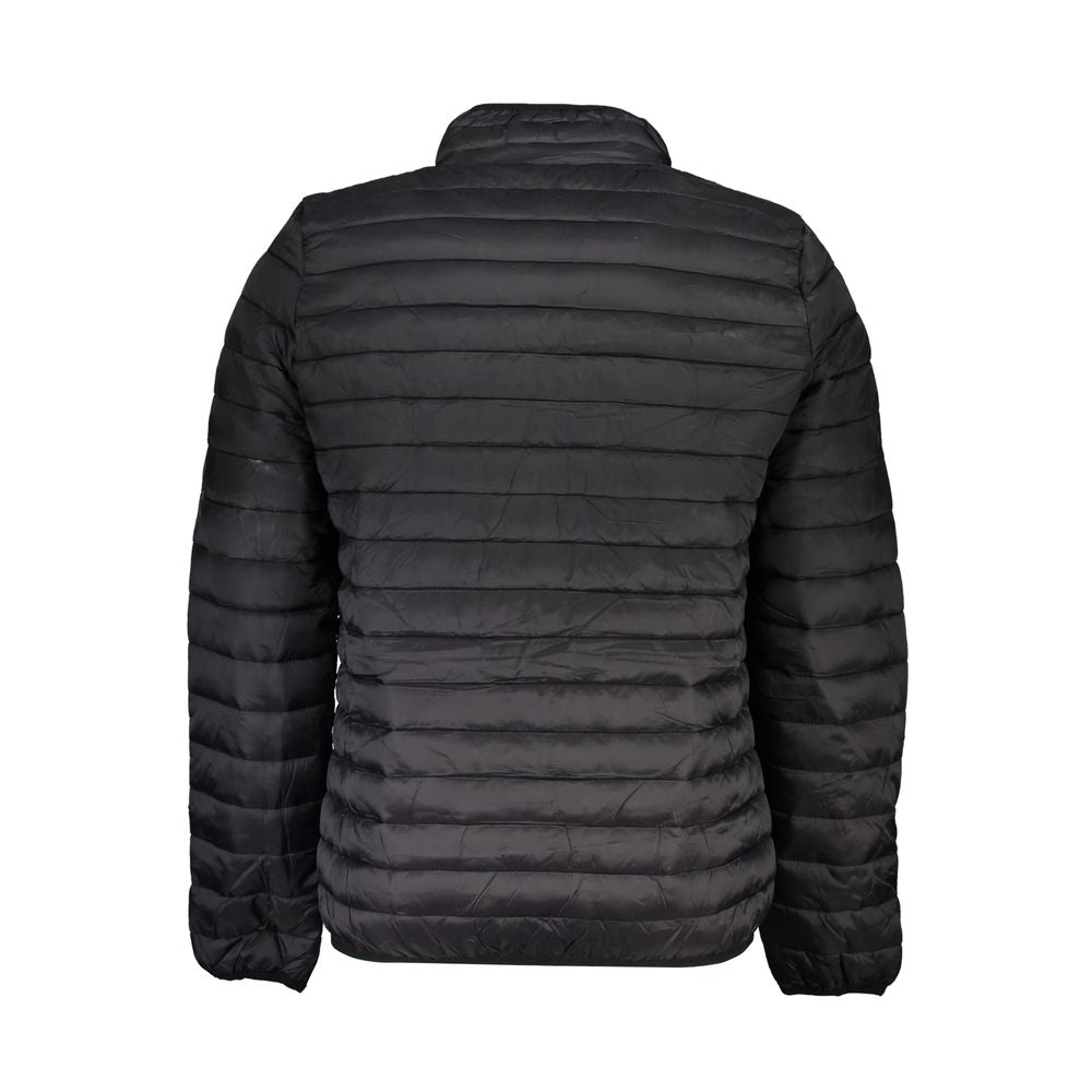 Windbreaker Jacket by Gianmarco Venturi for men in polyamide black showcases a modern silhouette, integrating pockets & windproof and a modern for a sophisticated finish.