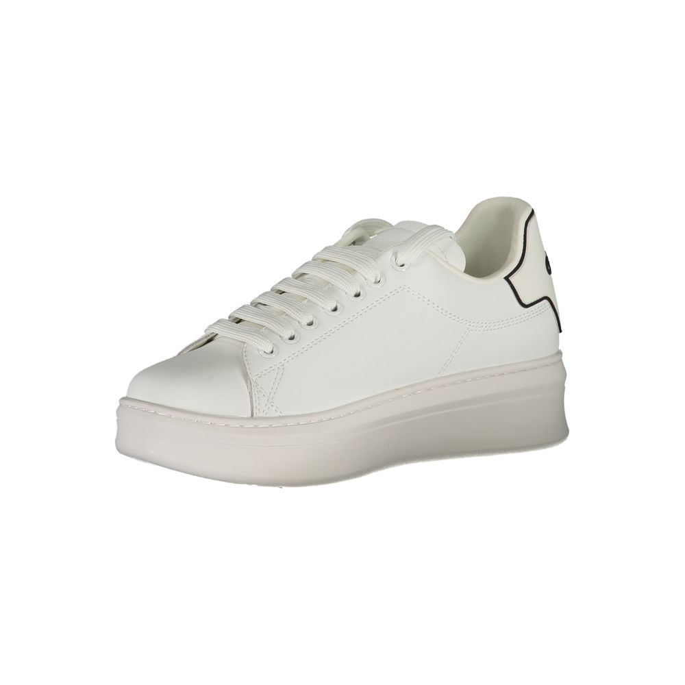 Athletic Sneakers by Gaelle Paris for women in polyester & polyurethane white showcases an impeccable silhouette, defined by an impeccable athletic style design that perfectly captures the essence of the Crisp Women's Athletic Polyester & Polyurethane Sneakers.