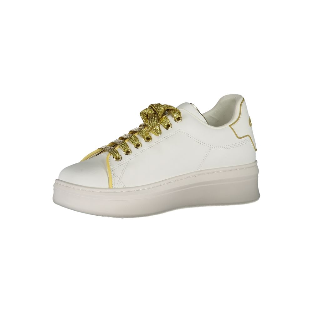 Athletic Sneakers by Gaelle Paris for women in polyurethane white features an architectural silhouette from the City Women's Athletic Polyurethane Sneakers collection, showcasing a architectural athletic style for a architectural look.