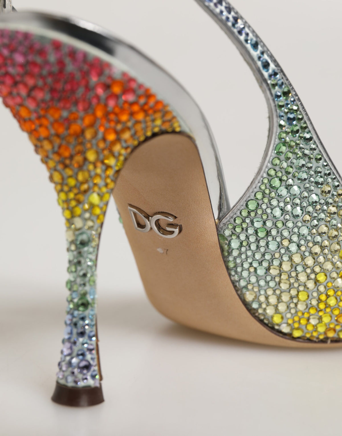 Dolce & Gabbana Women's Polyester Viscose Silk & Goat Leather Stiletto Slingback Sandals - Multicolor Signature