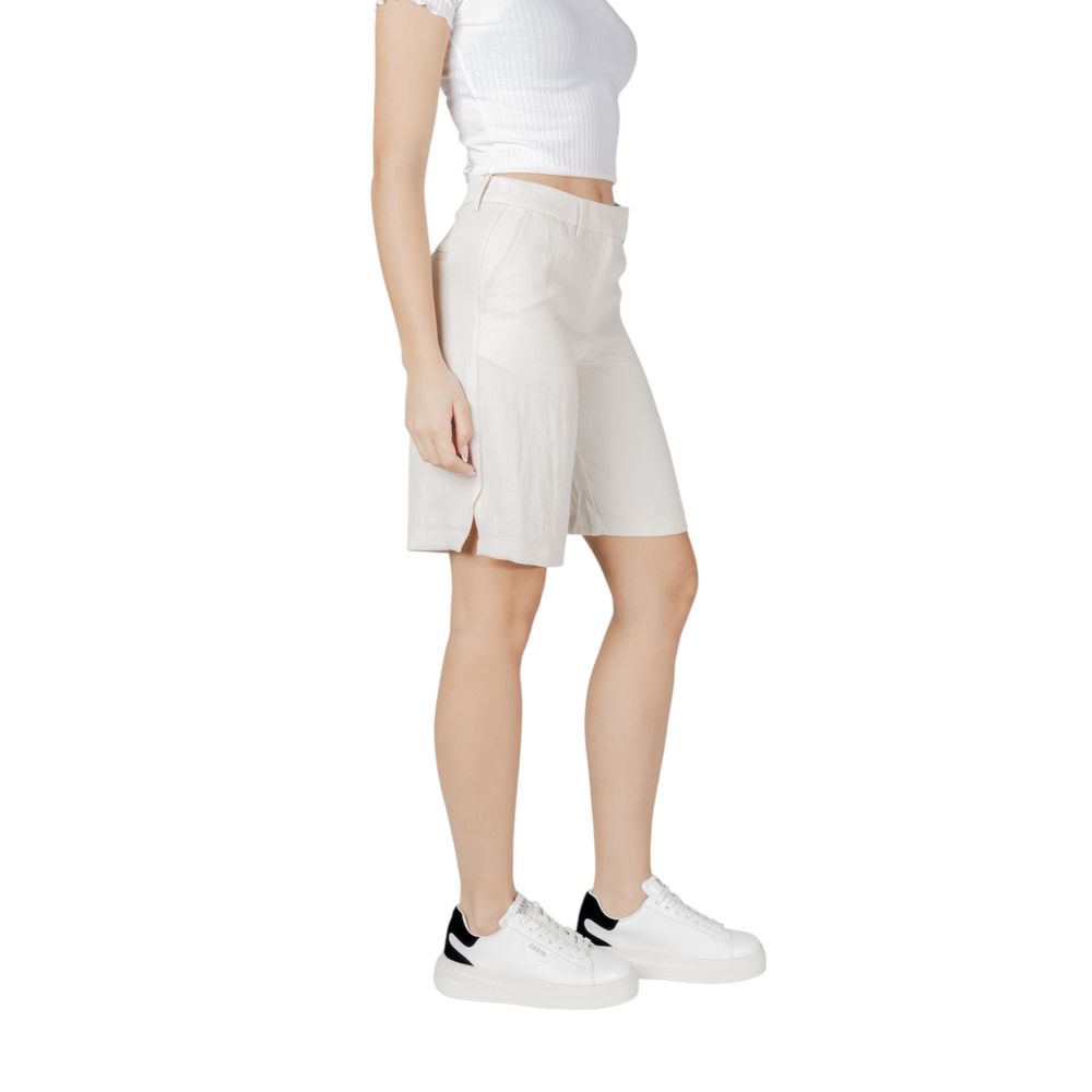 Vila Clothes Women's Nylon & Viscose Bermuda Shorts - Beige