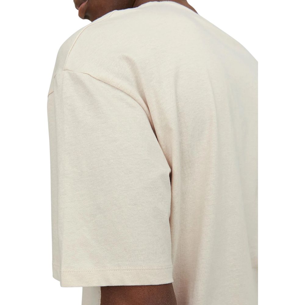 Jack Jones Men's Crew-Neck Cotton Activewear T-Shirt - Beige Natural