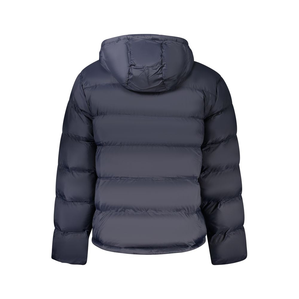 Calvin Klein Men's Wind-Resistant Polyamide Hooded Overcoat - Blue Print
