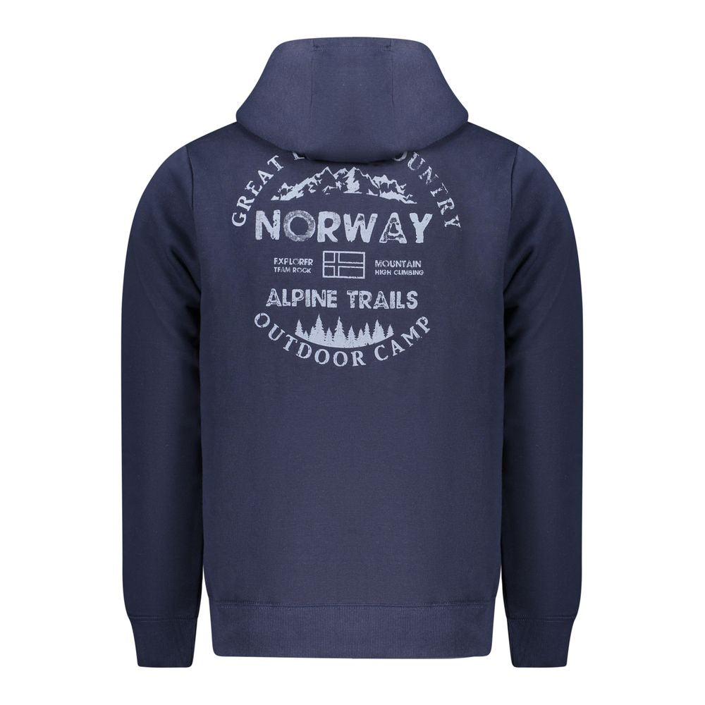 Hooded Sweatshirt Hoodie by Norway 1963 for men in cotton blue & print features an avant-garde silhouette, showcasing a sophisticated and detail for a truly avant-garde finish.