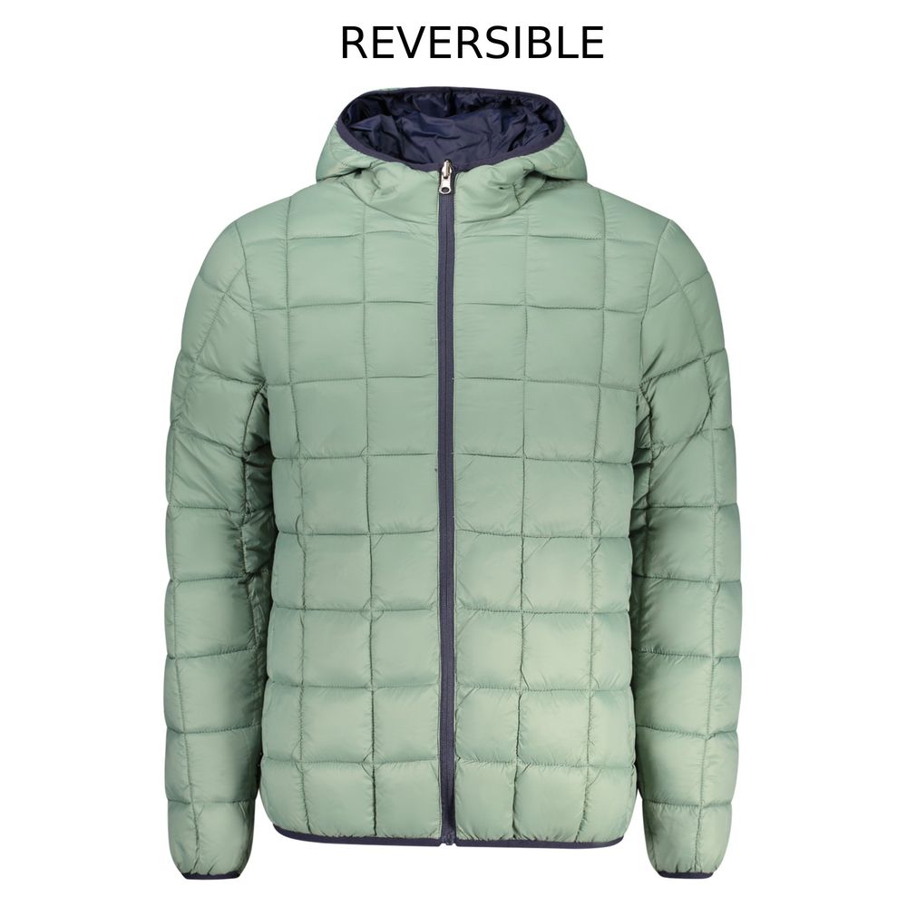 Hooded Windbreaker Jacket by Norway 1963 for men in polyester blue presents a resilient silhouette, artfully detailed with a sophisticated hooded neckline and functional pockets, hooded & windproof for a resilient finish.